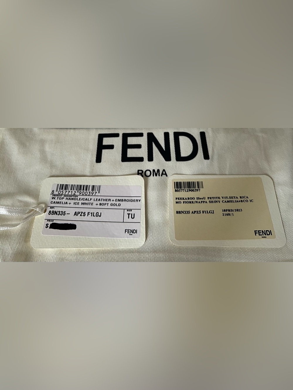 Fendi Cream Embroidered Mini Peekaboo Satchel - Picture 8 of 8